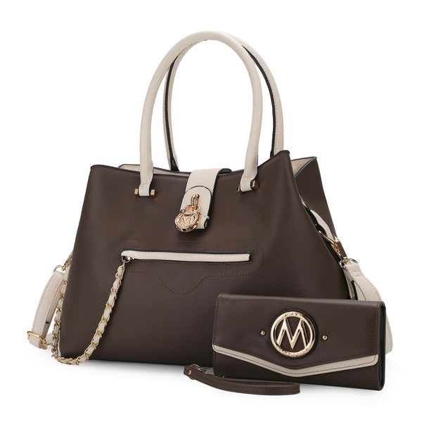 MKF Edith vegan leather tote bag with matching wallet, black, spacious design, by MKF Collection by Mia K.