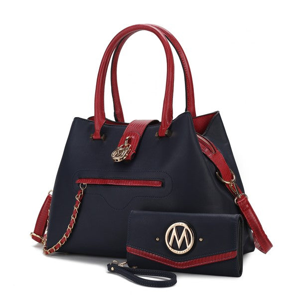 MKF Collection Edith vegan leather tote bag with attached wallet in black, featuring spacious interior and stylish design.