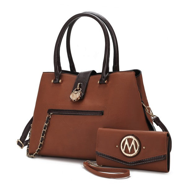 MKF Edith vegan leather tote bag with attached wallet, black color, spacious design, by MKF Collection by Mia K.