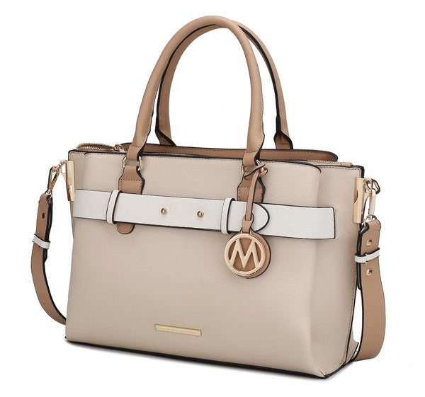 Black MKF Jamie women's satchel bag with multiple pockets, stylish and functional handbag by MKF Collection by Mia K.