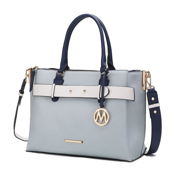 Black MKF Collection Jamie women's satchel bag with multiple pockets, stylish and spacious for everyday use.