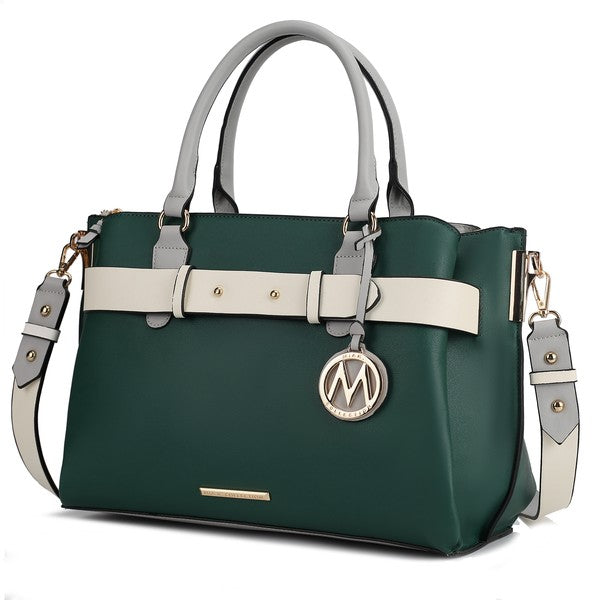 Black MKF Collection Mia K Jamie women's satchel bag with multiple pockets, stylish and spacious for everyday use.
