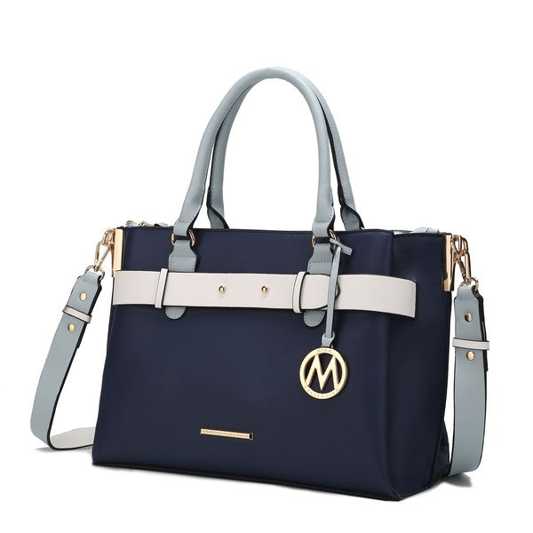 Black MKF Collection Jamie women's satchel bag with multiple pockets, stylish and functional handbag for everyday use.