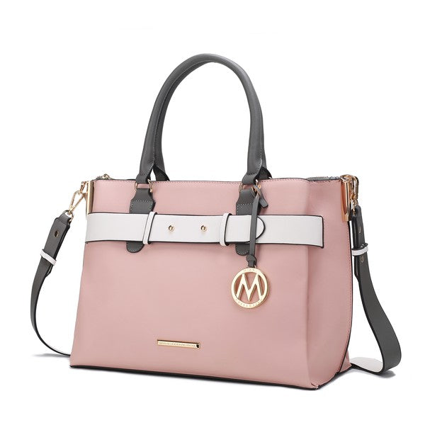 Black MKF Collection Jamie women's satchel bag with multiple pockets, stylish and spacious for everyday use.