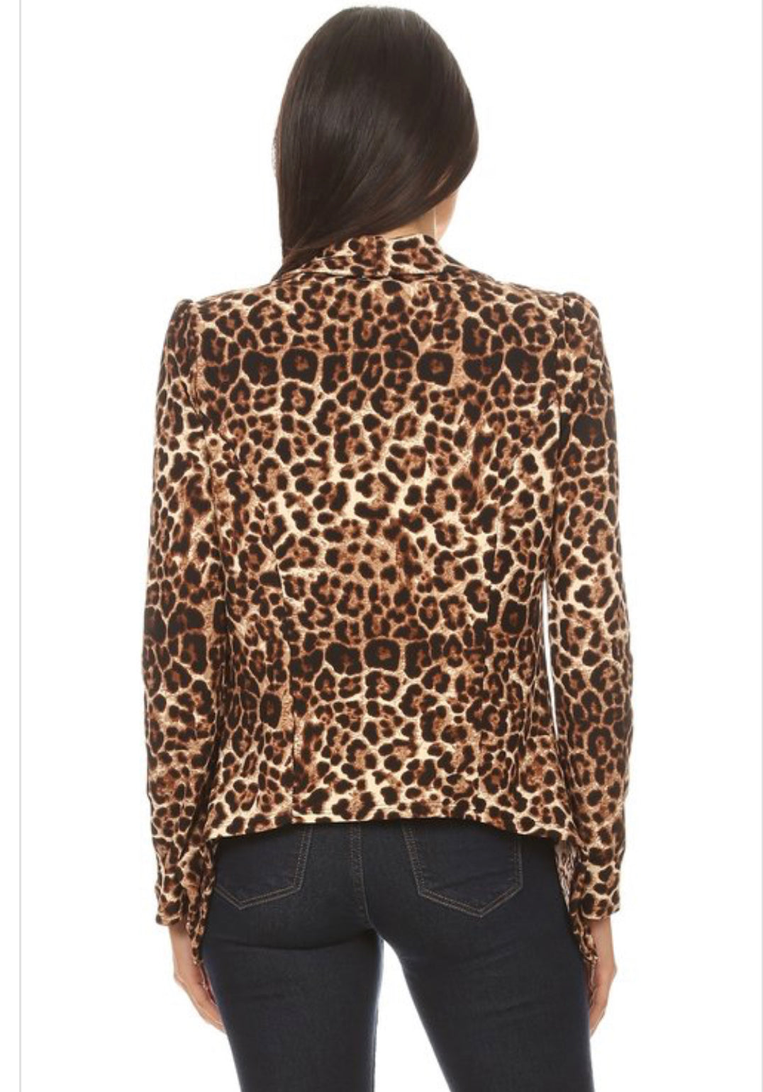 MOA Collection dressy animal print blazer with tailored fit, featuring a stylish blazer design and bold animal print pattern.