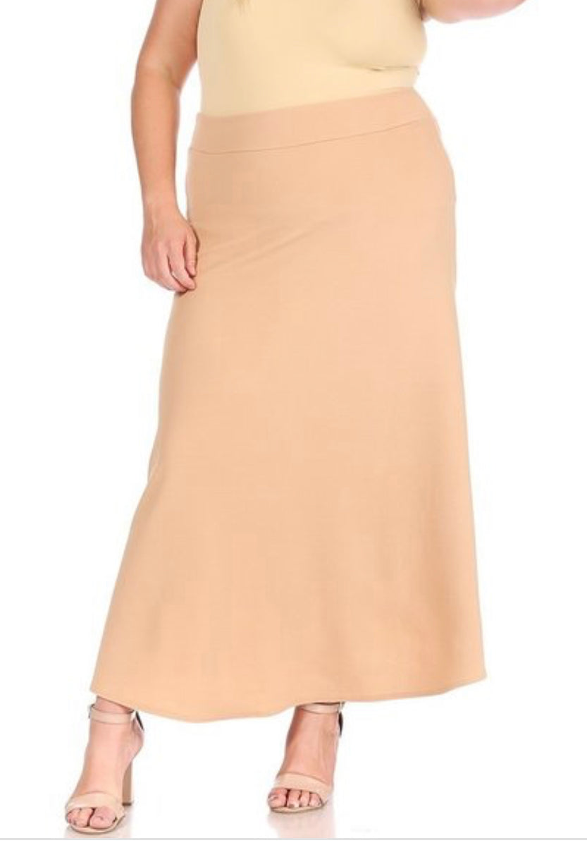 MOA Collection dressy A-line Liverpool maxi skirt in hunter green, featuring a flowing silhouette and elegant design.