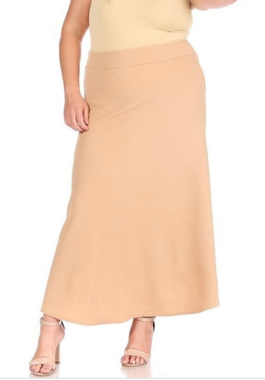 MOA Collection dressy A-line Liverpool maxi skirt in hunter green, featuring a flowing silhouette and elegant design.