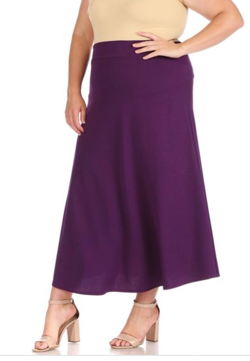 Green MOA Collection dressy A-line Liverpool maxi skirt with a flowy silhouette and elegant design, perfect for formal occasions.
