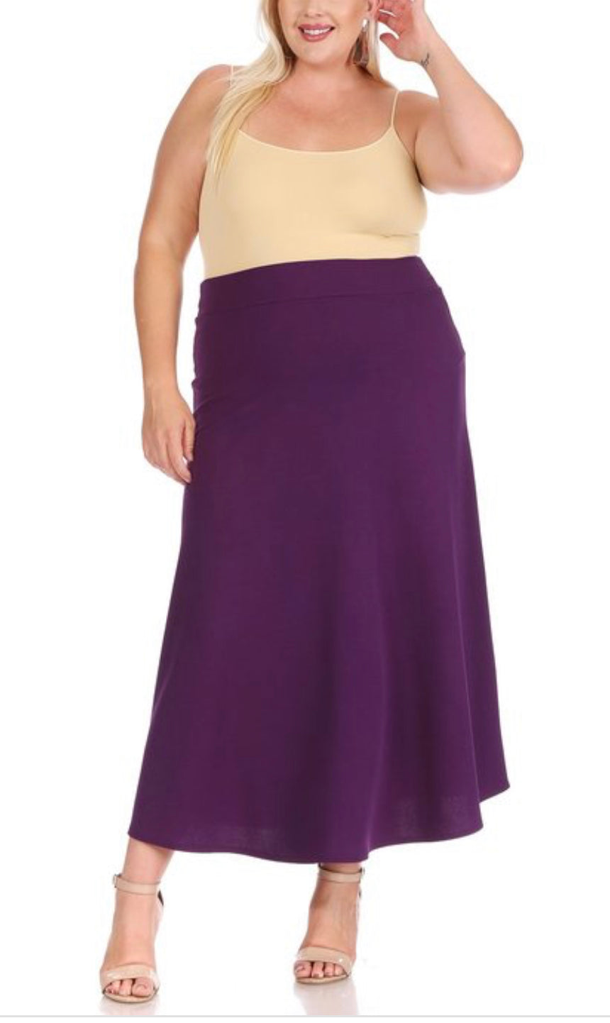 MOA Collection dressy A-line Liverpool maxi skirt in hunter green, featuring a stylish flowy design and elegant length.
