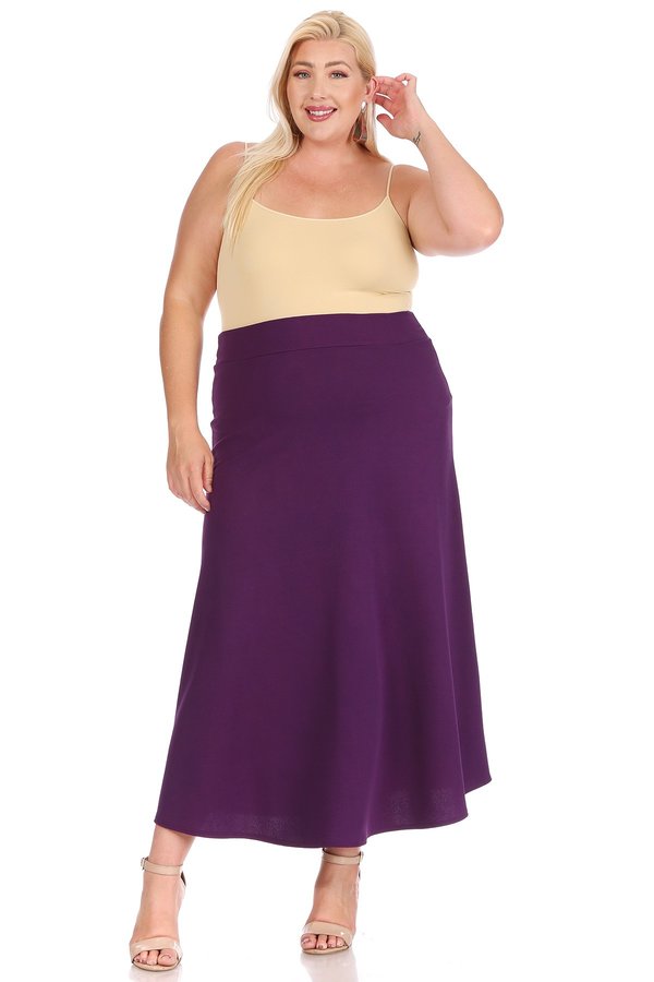 MOA Collection dressy A-line Liverpool maxi skirt in hunter green, featuring a sleek, flowy design and elegant silhouette.