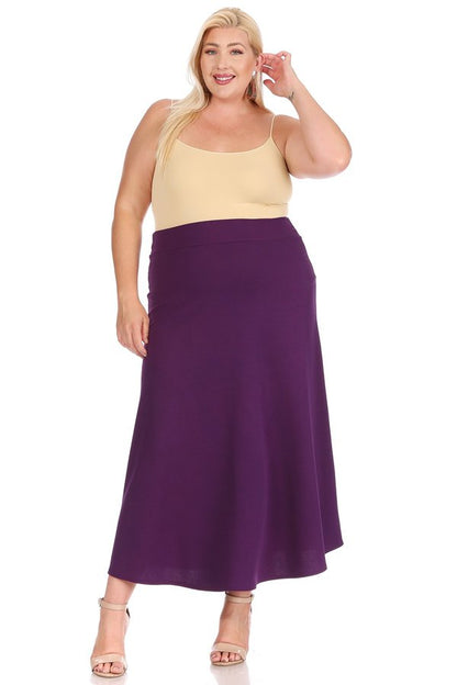 MOA Collection dressy A-line Liverpool maxi skirt in hunter green, featuring a sleek, flowy design and elegant silhouette.