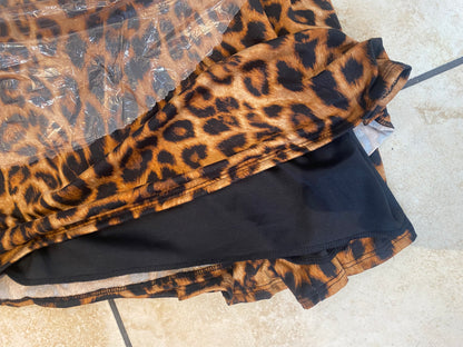Leopard print fully lined pencil skirt with elastic waist from ModestAndDevoted, styled for a chic, comfortable fit.