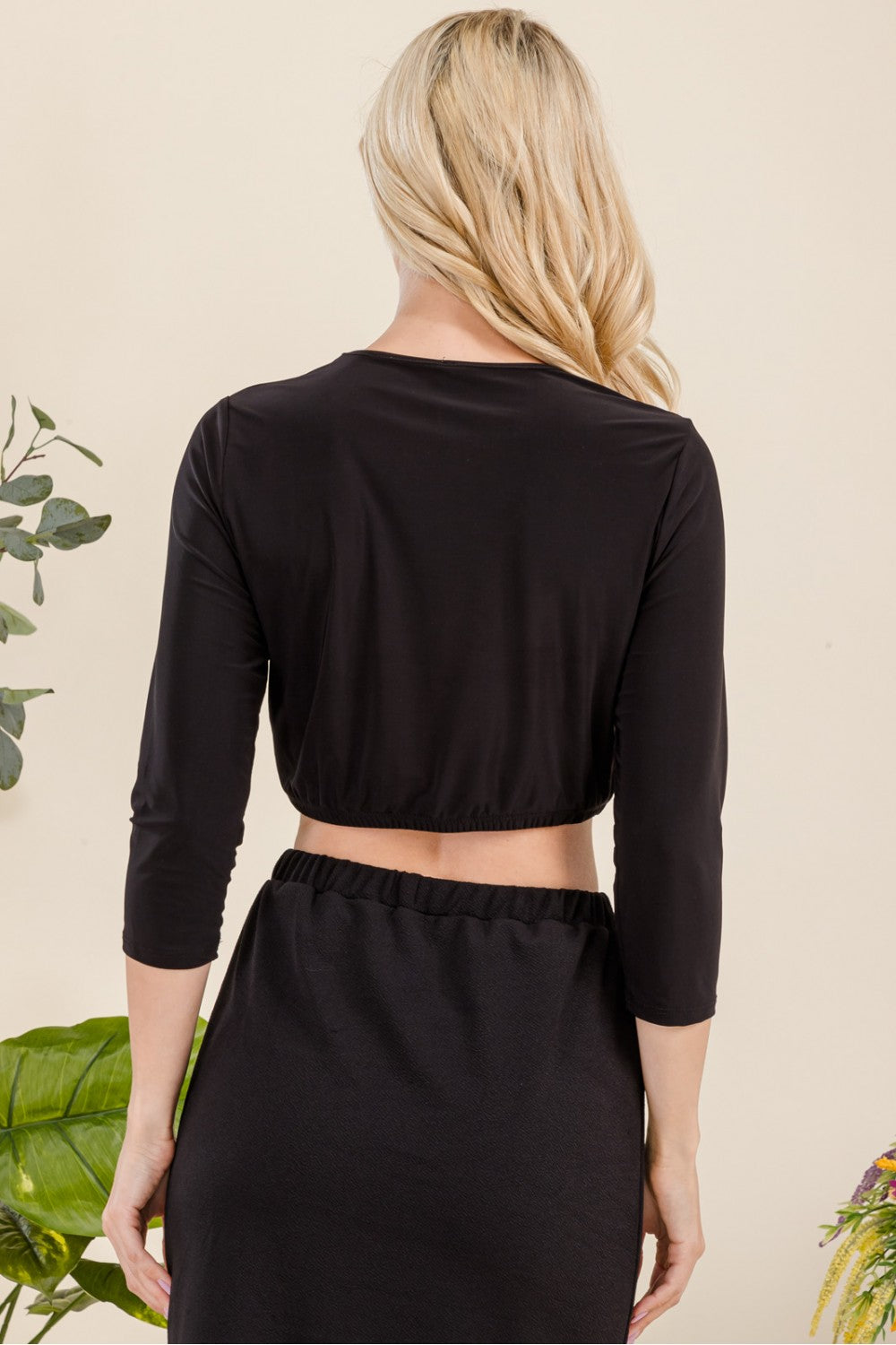 ModestAndDevoted 3/4 sleeve cropped layering top in assorted colors, lightweight and versatile for casual or layered outfits.