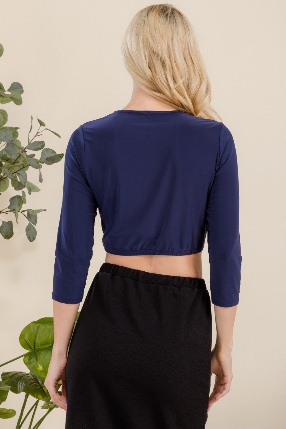 ModestAndDevoted 3/4 sleeve cropped layering top in assorted colors, lightweight and versatile for casual or layered outfits.