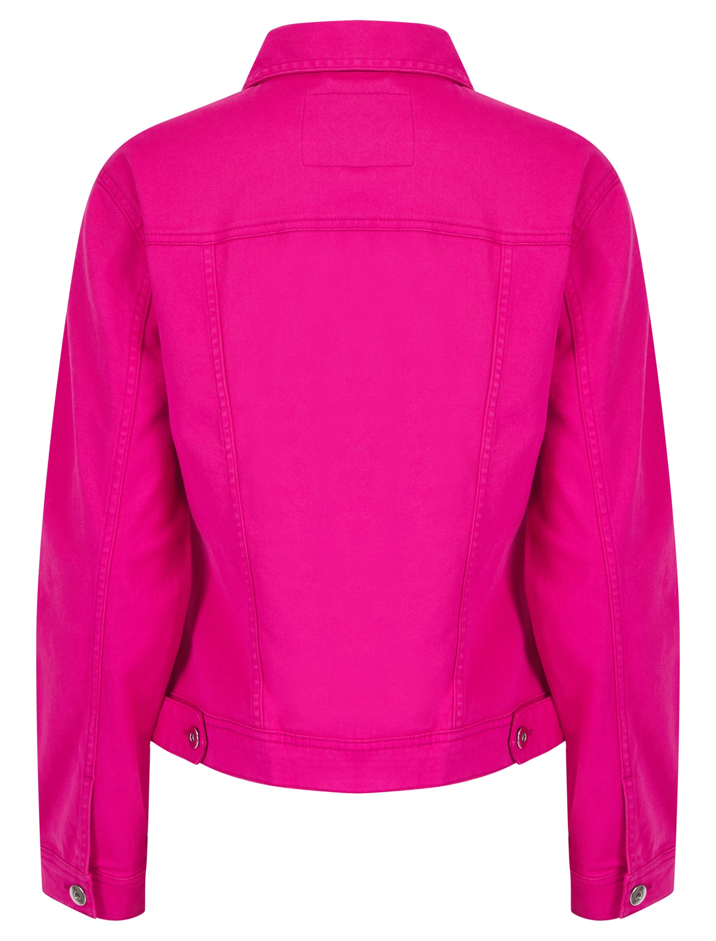 Green apple colored stretch denim jacket by ModestAndDevoted, shown in X-small size with classic denim styling.