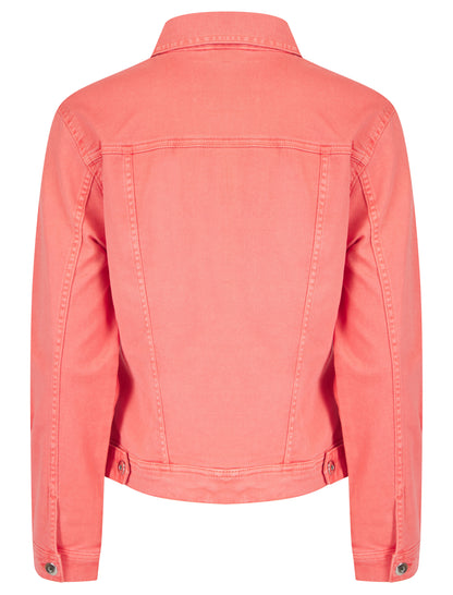 Small green apple-colored ModestAndDevoted stretch denim jacket with long sleeves and classic collar.