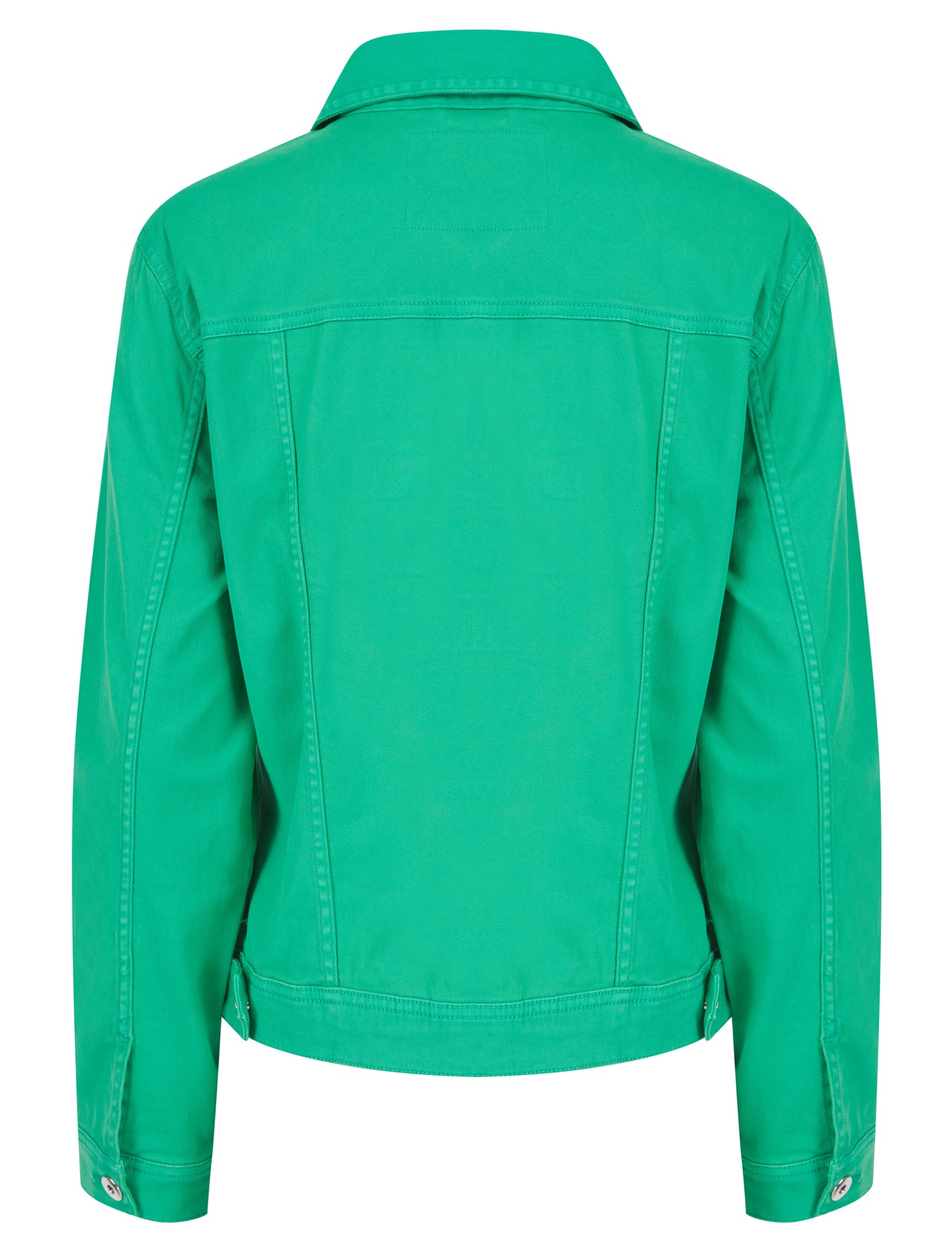 Small green apple colored stretch denim jacket by ModestAndDevoted, stylish and fitted denim jacket for casual wear