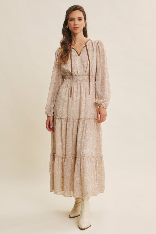 Dusty blue Romantic Flora Maxi Dress by ModestAndDevoted featuring a smocked waist and flowing fabric for a romantic look.