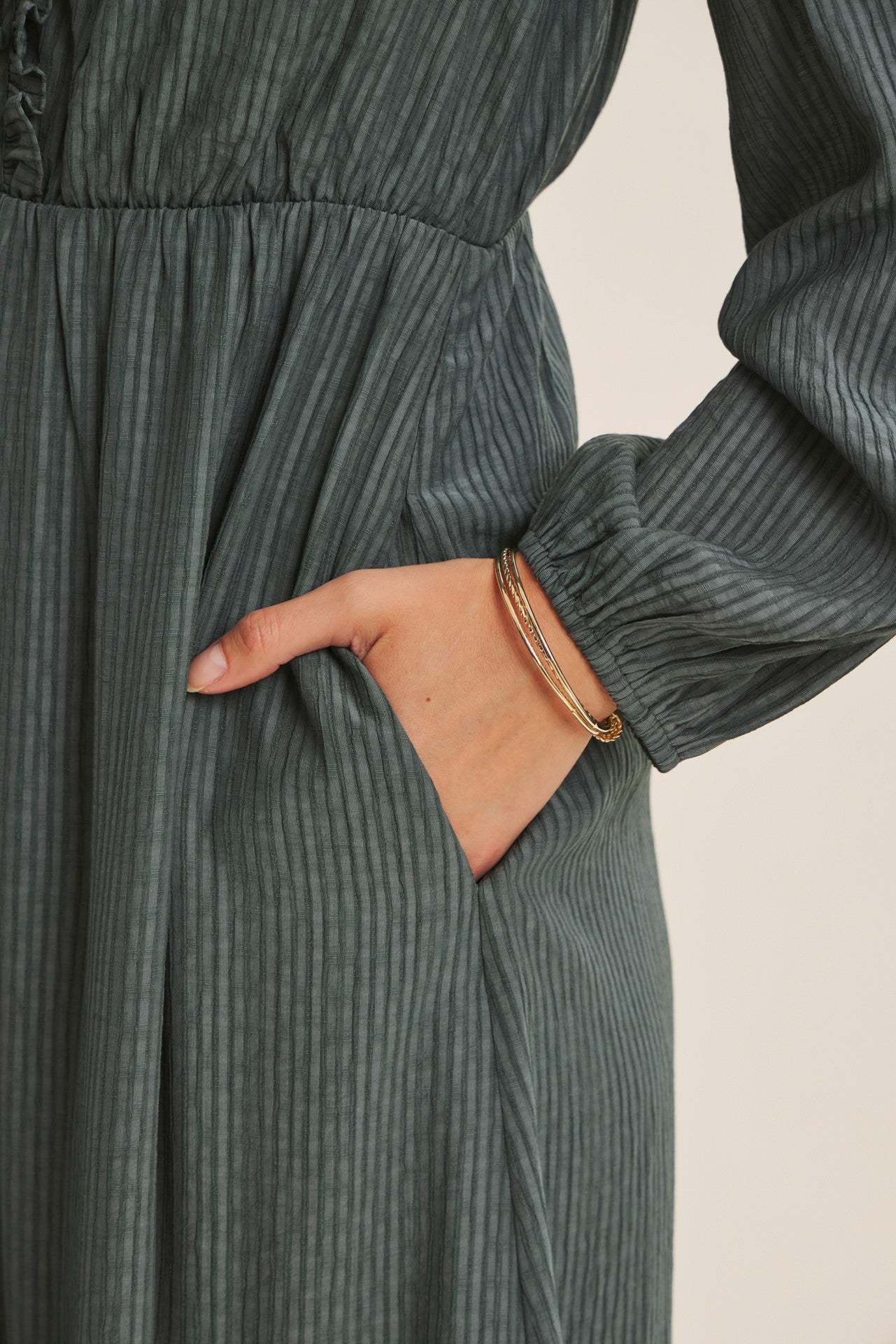 Dusty mauve Romantic Twist of Texture button-down maxi dress by ModestAndDevoted, featuring elegant design and flowing fabric.