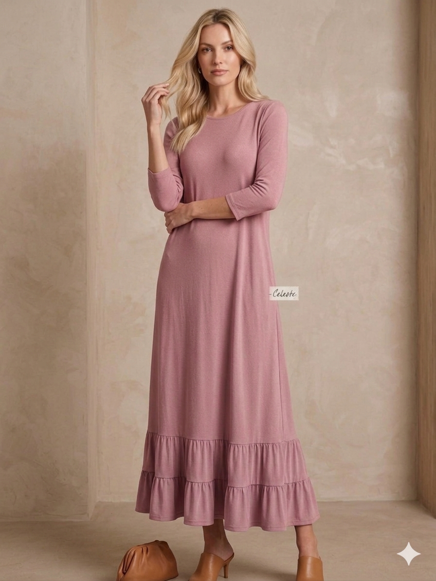 White women's modest maxi dress by ModestAndDevoted featuring a flowing, elegant design perfect for everyday wear.