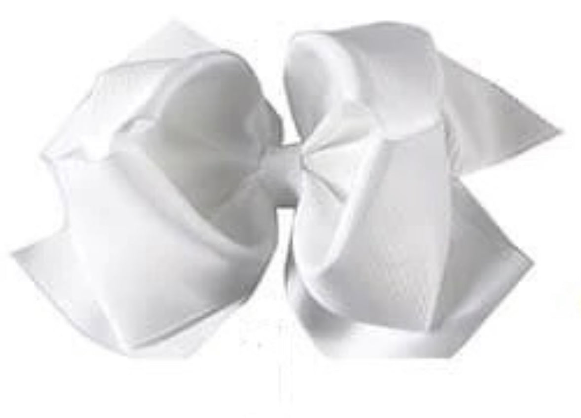 Large 6-inch ModestAndDevoted boutique double hairbow with layered satin and grosgrain ribbons, perfect for stylish hair accessories.