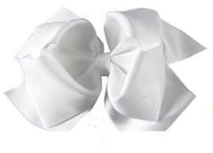 Large 6-inch ModestAndDevoted boutique double hairbow with layered satin and grosgrain ribbons, perfect for stylish hair accessories.