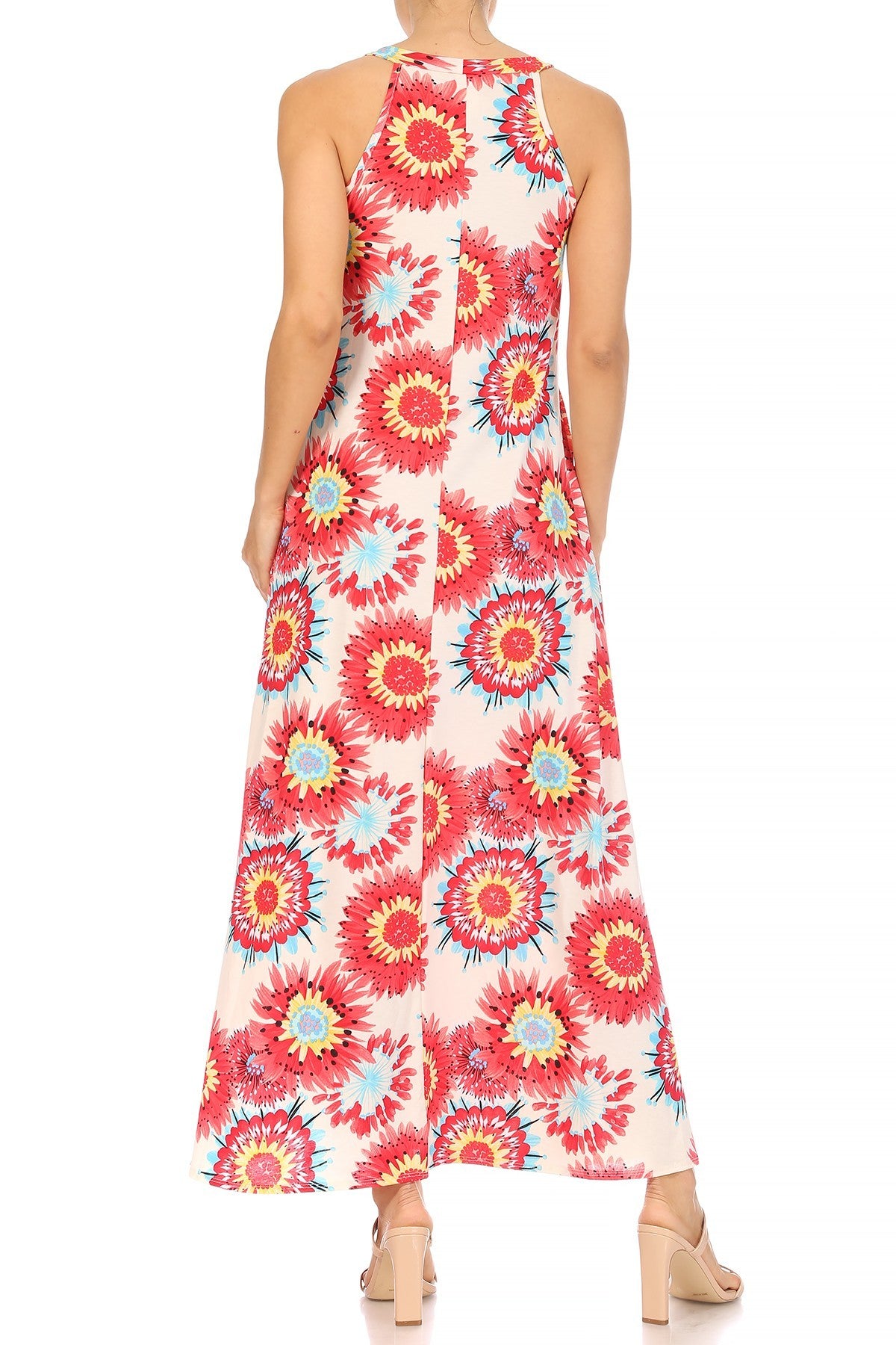 Multicolor Miss M Round Neck Maxi Dress by ModestAndDevoted, flowing long dress with a comfortable fit and stylish design.