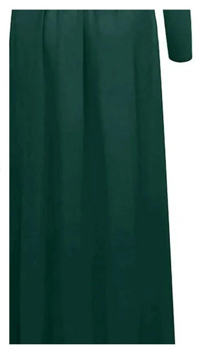 Deep red women's long sleeve maxi dress with pockets by ModestAndDevoted, featuring a flowing design and comfortable fit.
