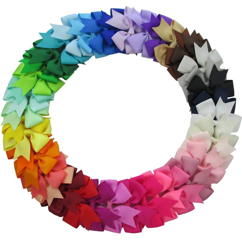ModestAndDevoted 3-inch boutique pinwheel hairbow with colorful fabric, perfect for children's hair accessories.
