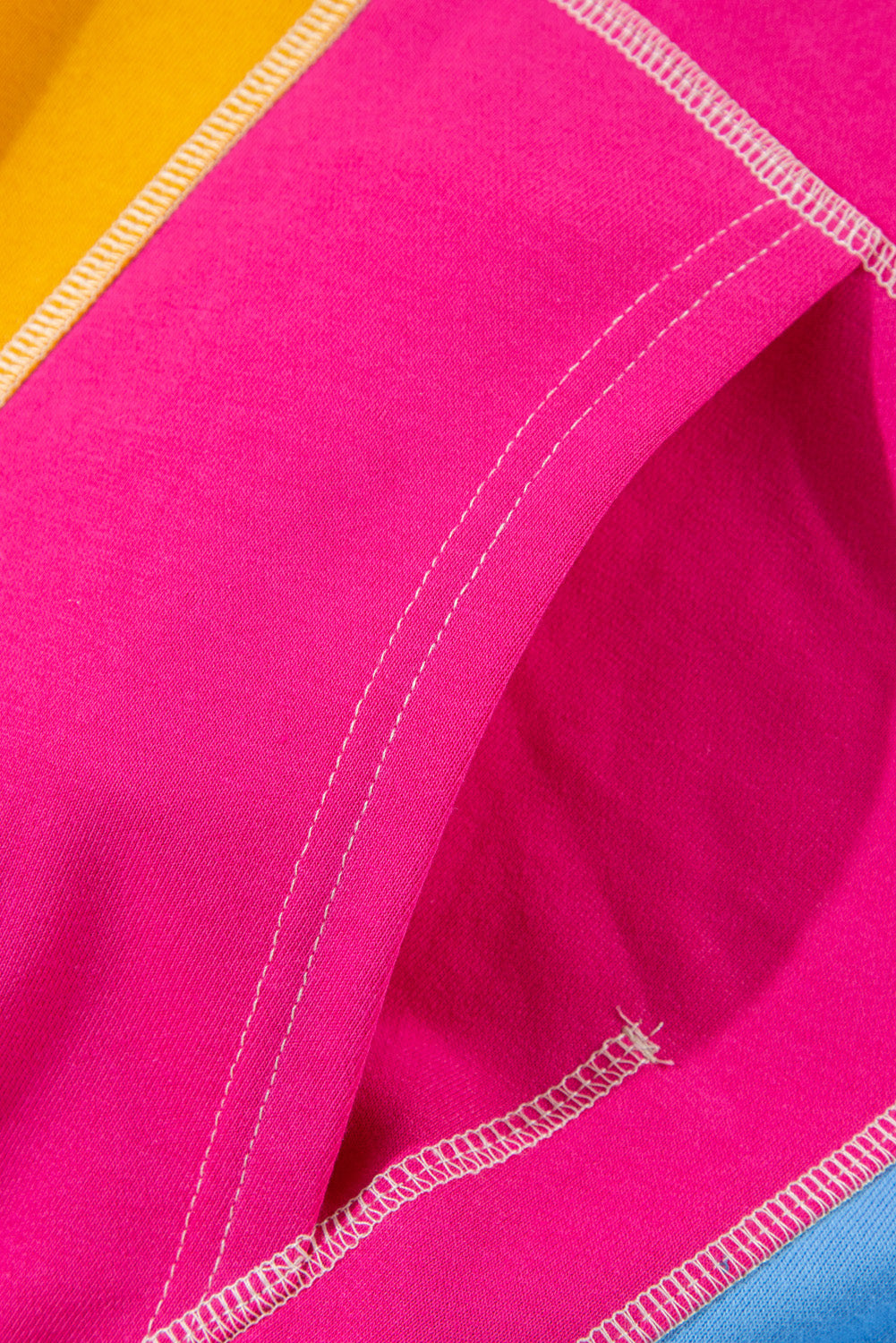 Rose red plus size colorblock patchwork sweatshirt with exposed seams, made of polyester and cotton, from ModestAndDevoted.
