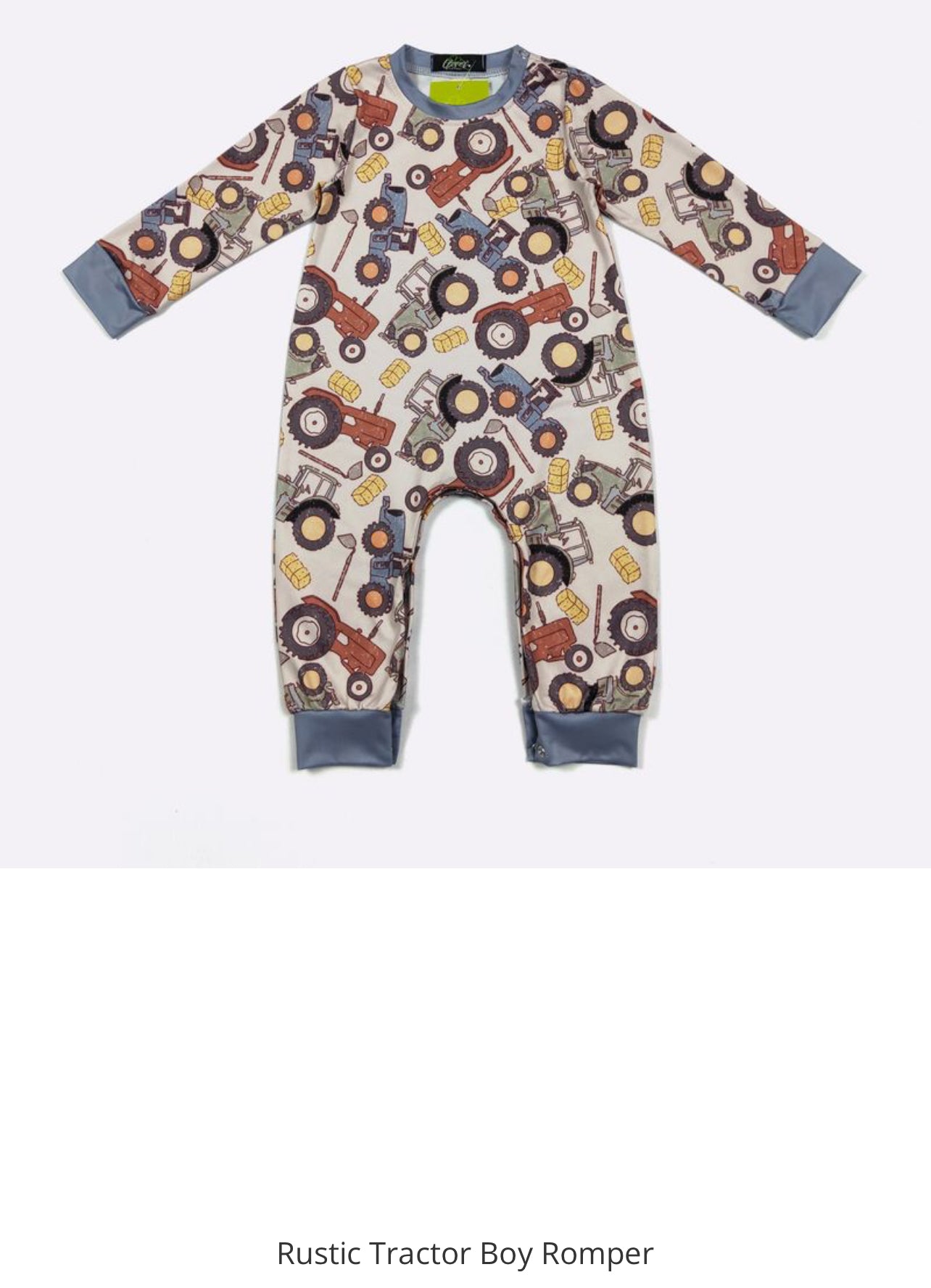 Blue Noah's Ark infant boy romper by ModestAndDevoted, featuring colorful themed design for 0-6 months.