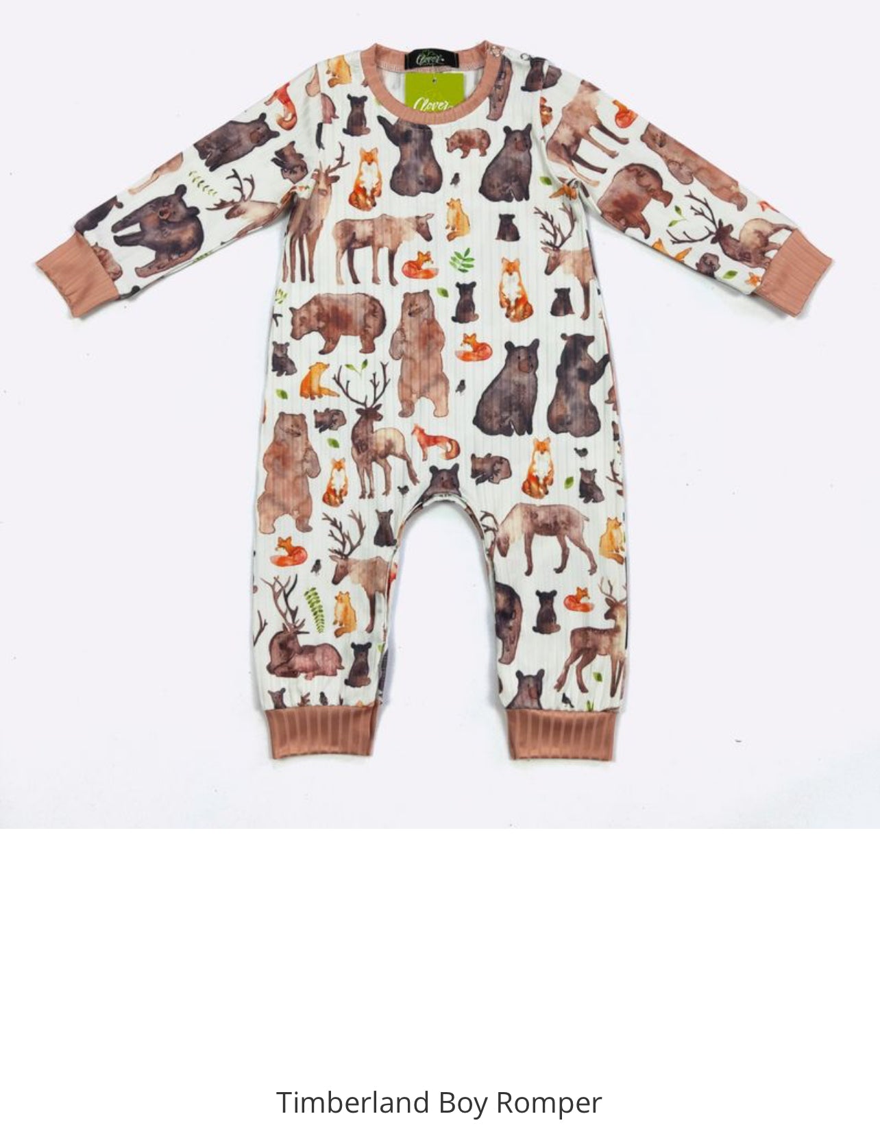 Infant boy romper by ModestAndDevoted featuring Noah's Ark theme, blue color, suitable for 0-6 months, with playful, assorted designs.