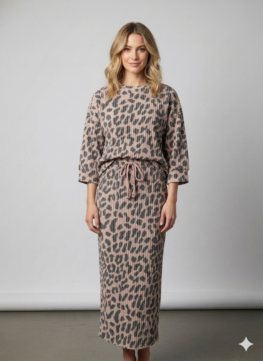 ModestAndDevoted women's stylish leopard print comfy sets for everyday elegance and casual wear.