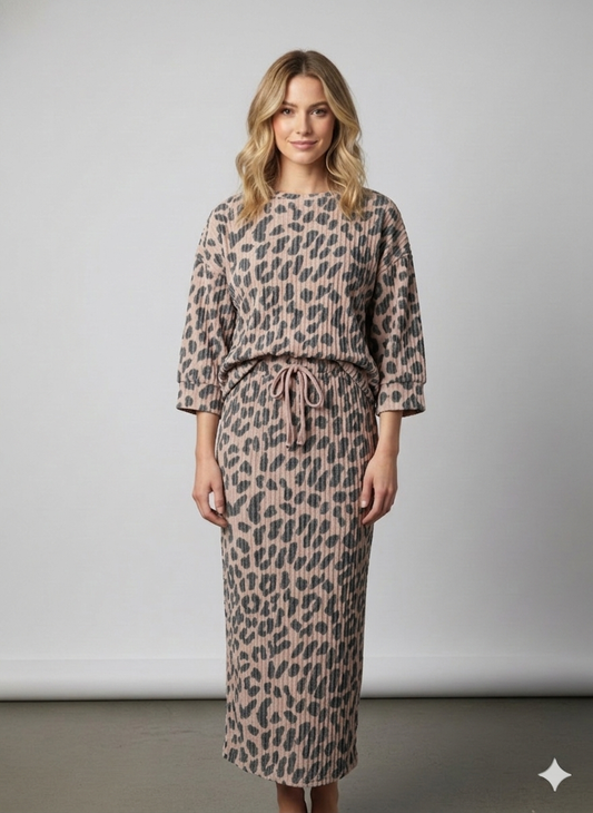 ModestAndDevoted women's stylish leopard print comfy sets for everyday elegance and casual wear.