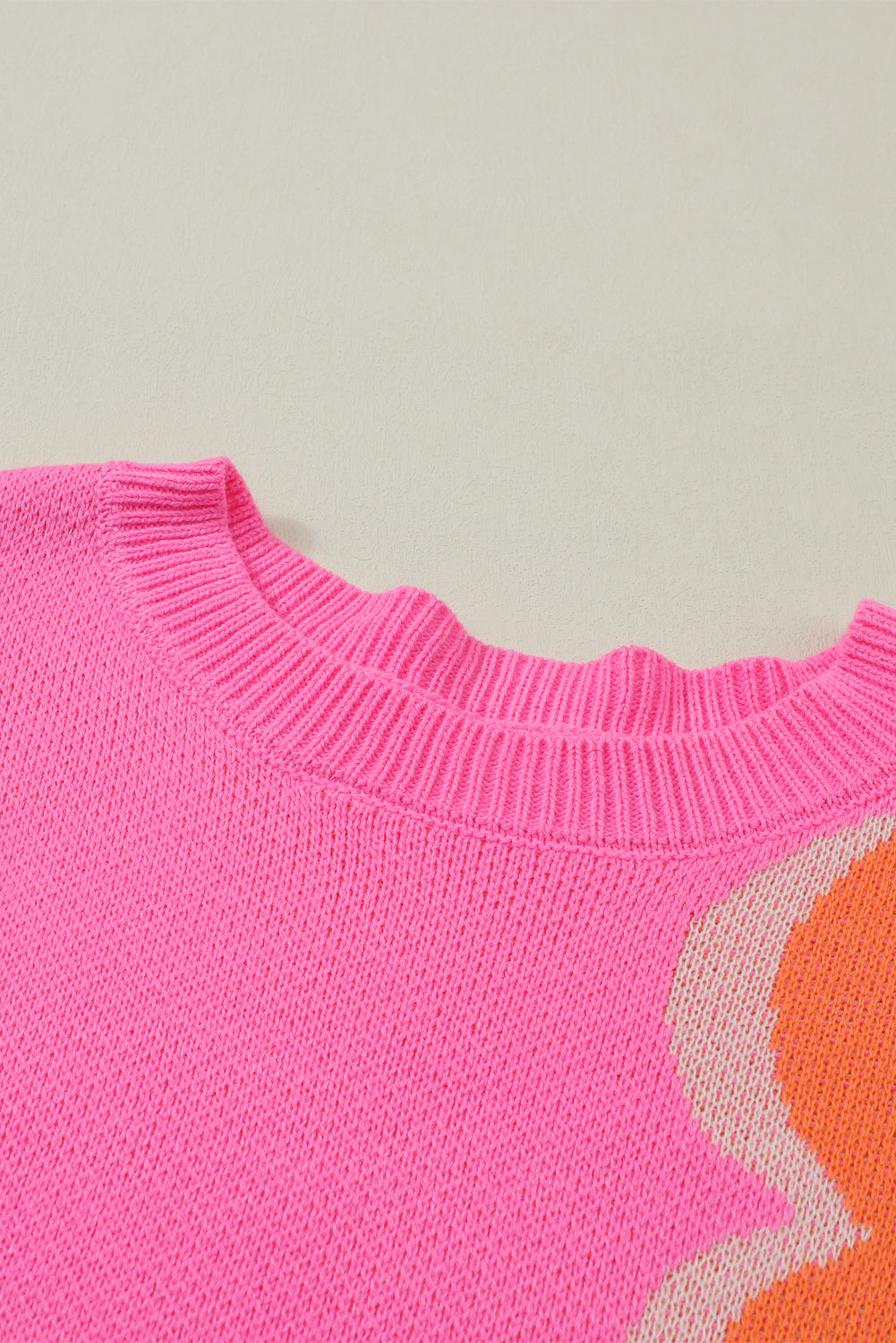 Red flower pattern slouchy sweater from ModestAndDevoted, cozy acrylic knit sweater for casual wear.