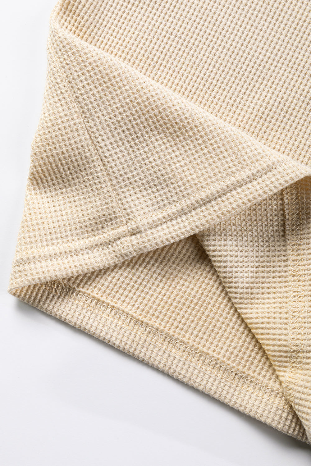 Pale khaki leopard colorblock waffle knit long sleeve top by ModestAndDevoted, featuring a cozy, stylish design.