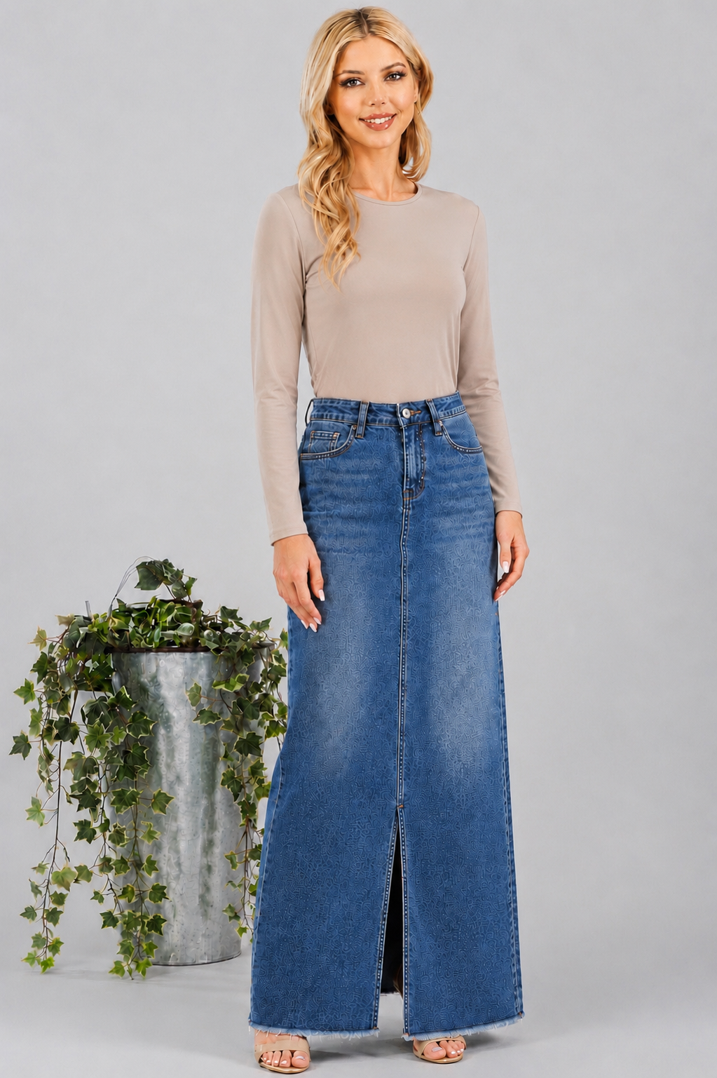 White ladies' long sleeve layering top by ModestAndDevoted, made of soft, comfortable fabric in basic colors.