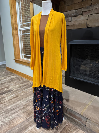 Mustard long sleeve open front cardigan