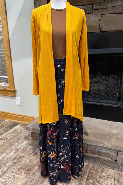 Mustard long sleeve open front cardigan