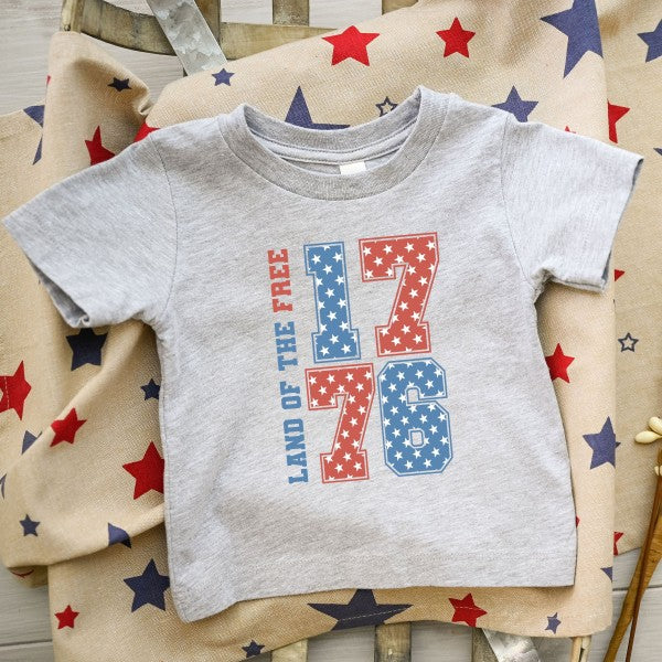 Toddler boys' Heather Grey short sleeve crew with patriotic retro star print by Olive & Ivory Wholesale.