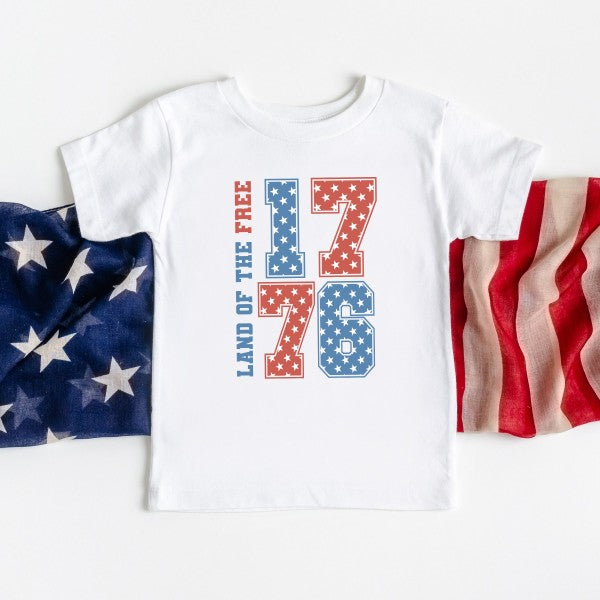 Toddler patriotic short sleeve crewneck shirt with retro stars in heather grey by Olive & Ivory Wholesale.