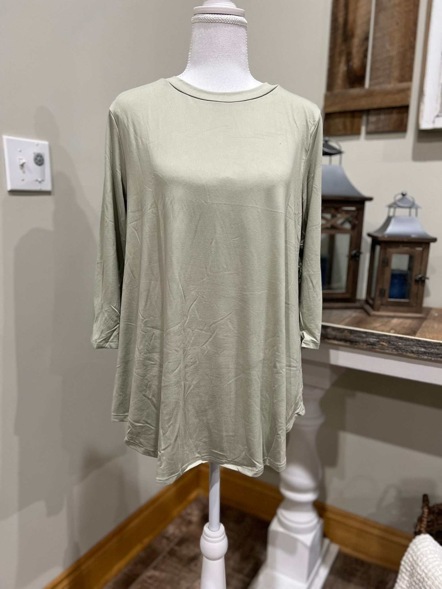 Black Butter Soft Solid Basic Layering Shirt from P & Rose, close-up of the smooth, soft fabric and simple design.