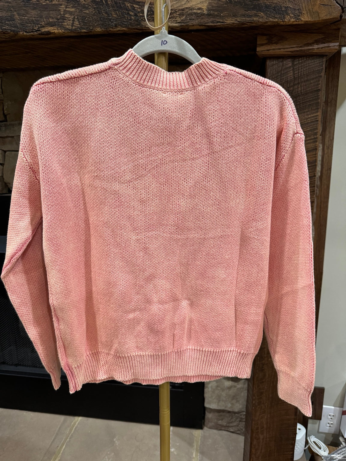 Pretty in Bows pink mineral wash cotton sweater back view