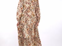Plus Boho Fall Abstract Floral Long Sleeve Maxi Dress
