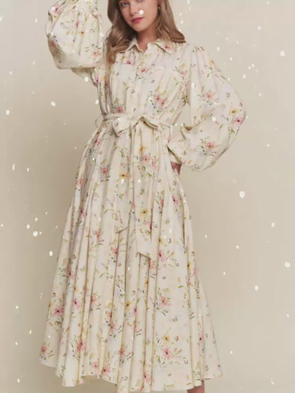 Enchanted Garden Floral Button Down Maxi Dress