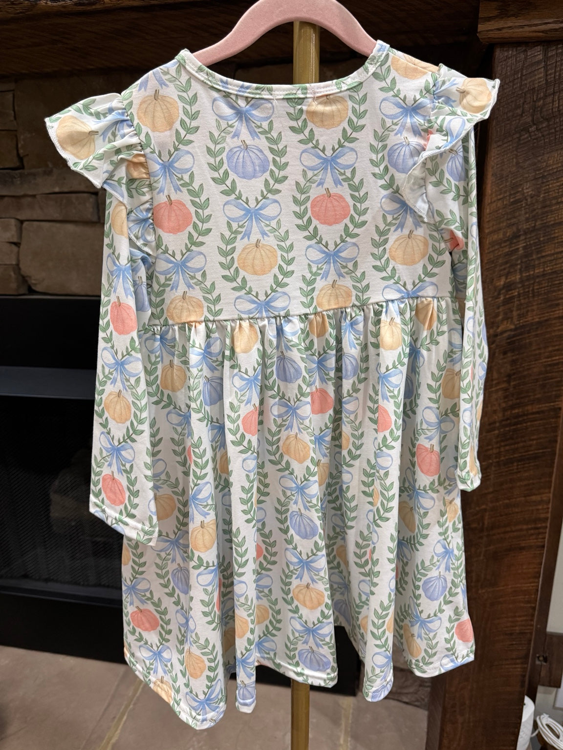 Abby & Evie Pumpkin Bows & Pretty Things girls dress back view
