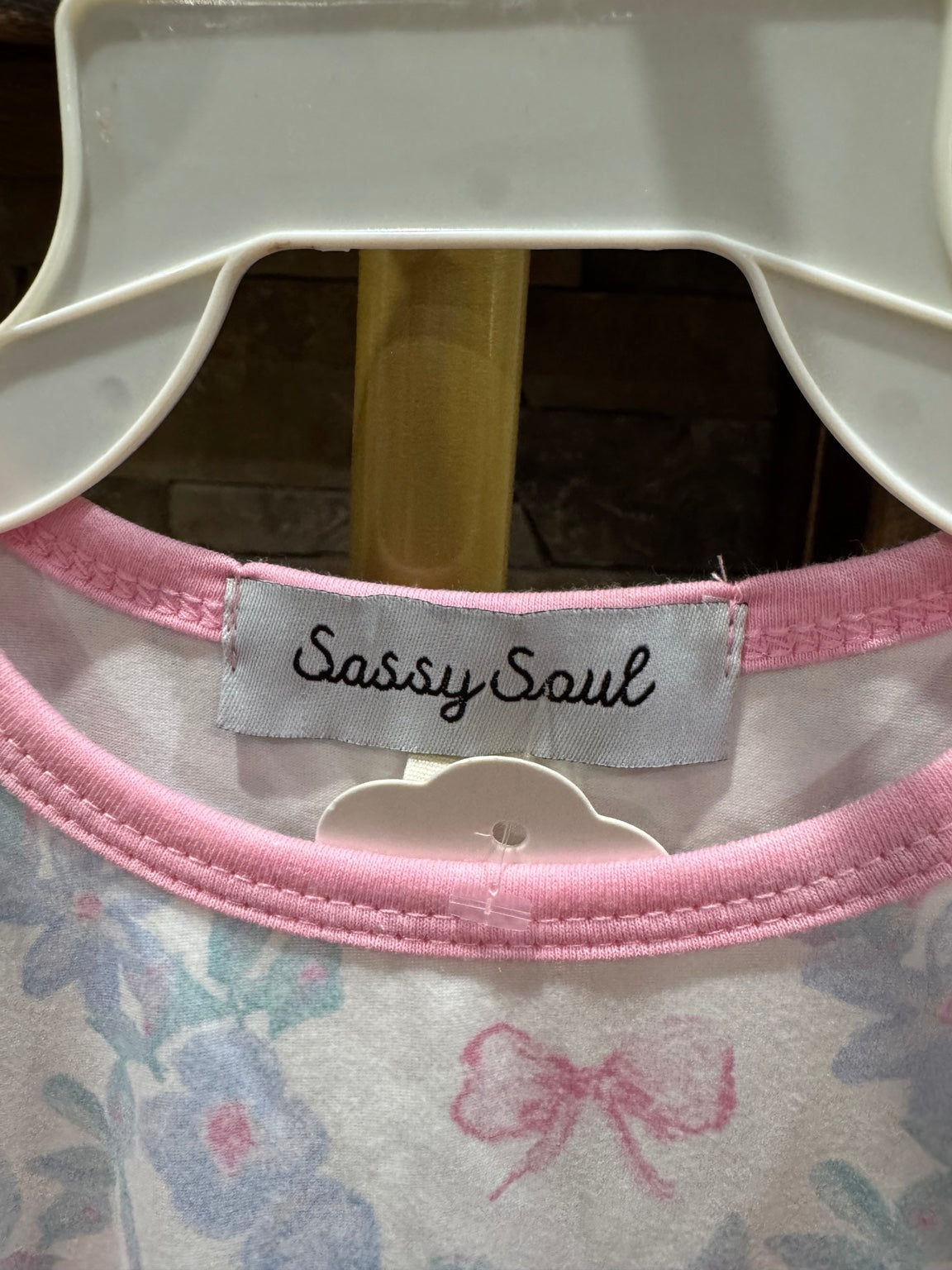 Sassy Soul toddler floral bow ruffle dress brand label