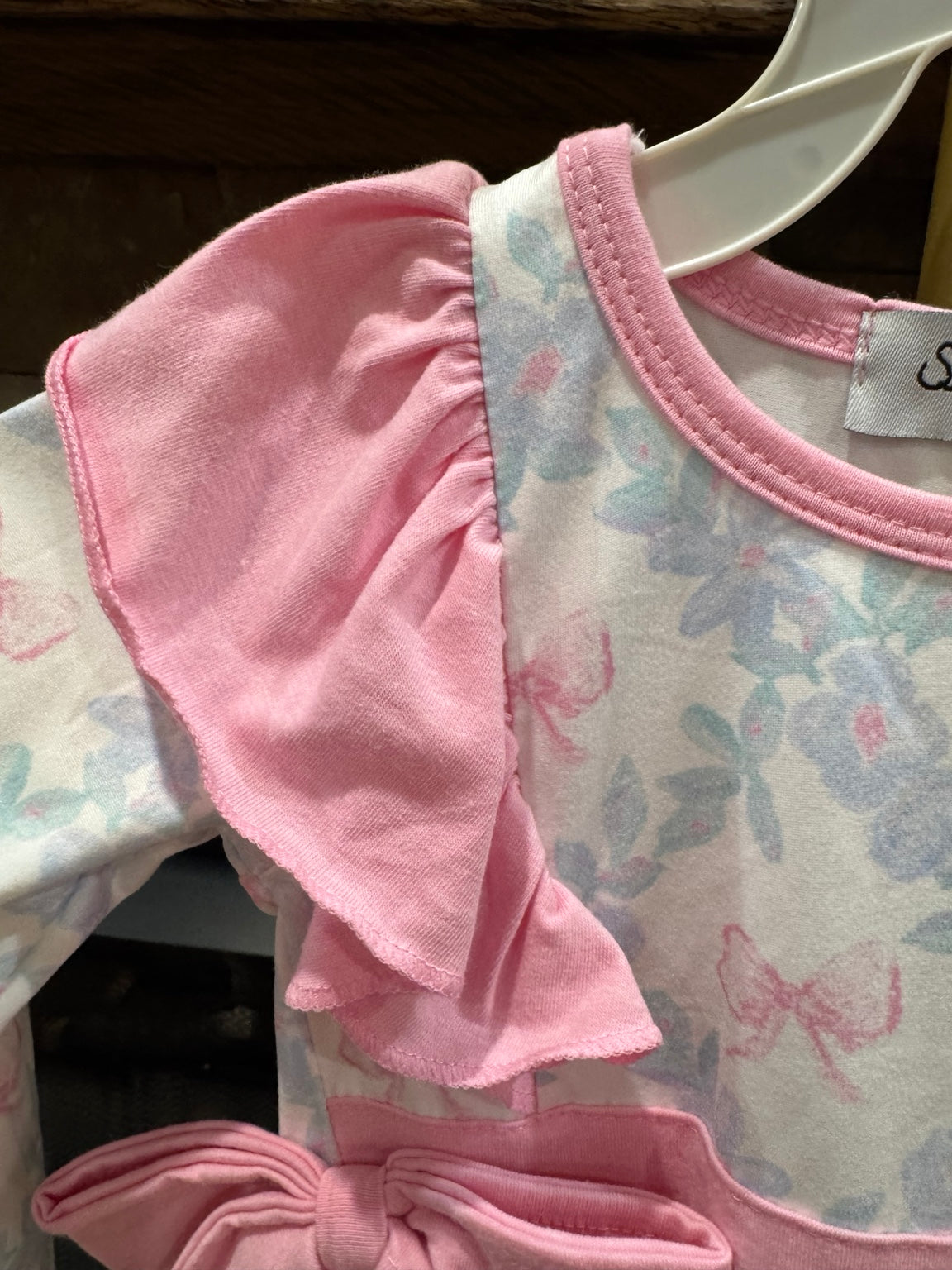Sassy Soul toddler floral bow ruffle dress shoulder ruffle detail