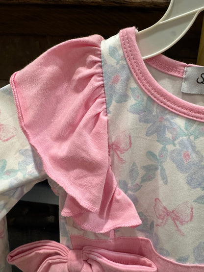 Sassy Soul toddler floral bow ruffle dress shoulder ruffle detail