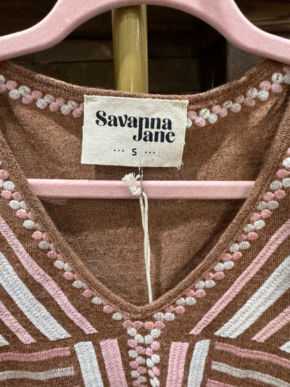 Savanna Jane embroidered neckline and brand detail